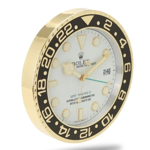 GMT Master II Style Wall Clock | Gold & White