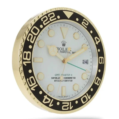 GMT Master II Style Wall Clock | Gold & White