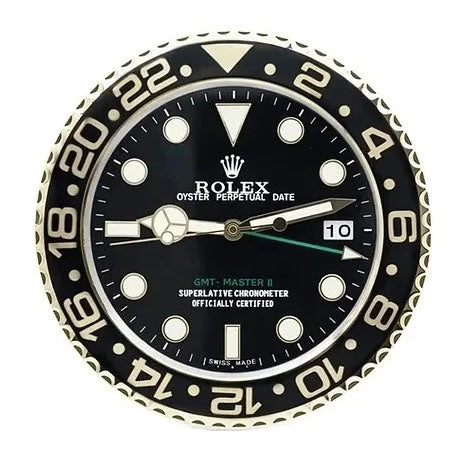 GMT Master II Style Wall Clock | Black & Gold