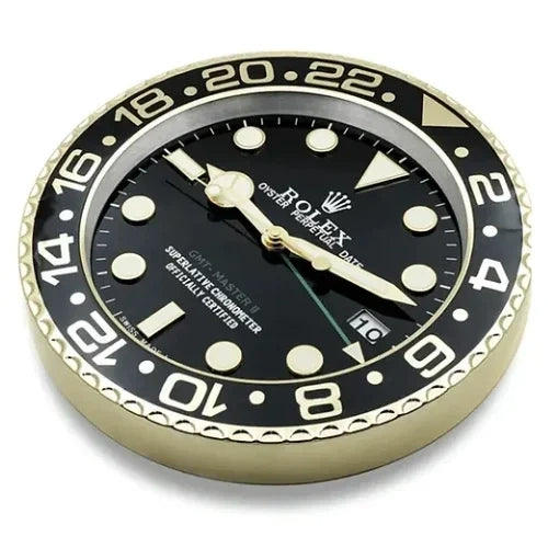 GMT Master II Style Wall Clock | Black & Gold