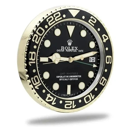 GMT Master II Style Wall Clock | Black & Gold