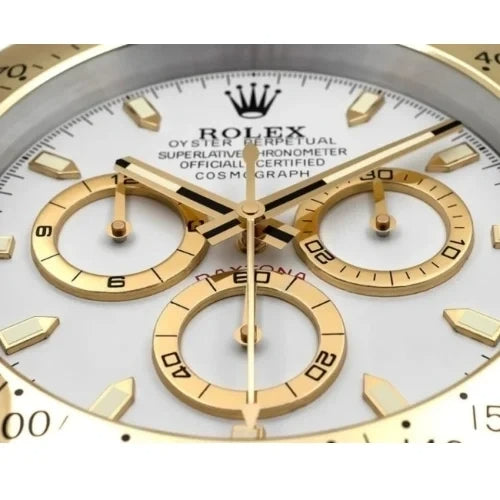 Daytona Style Wall Clock | Gold & White