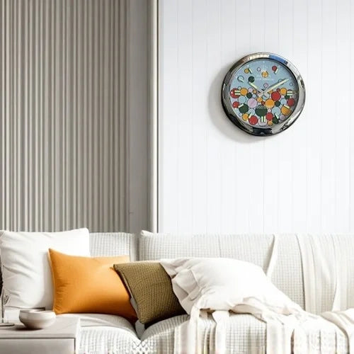 Oyster Perpetual Style Wall Clock | Sliver & Celebration Blue