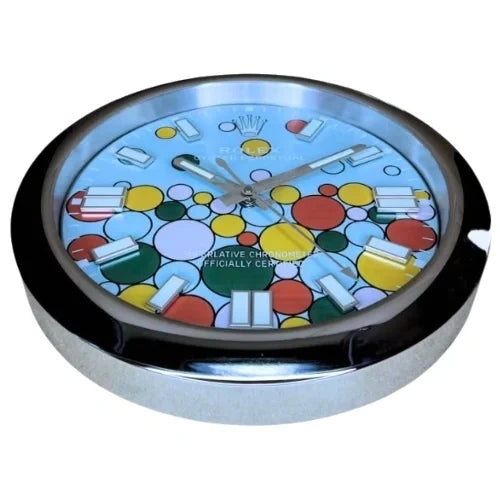 Oyster Perpetual Style Wall Clock | Sliver & Celebration Blue