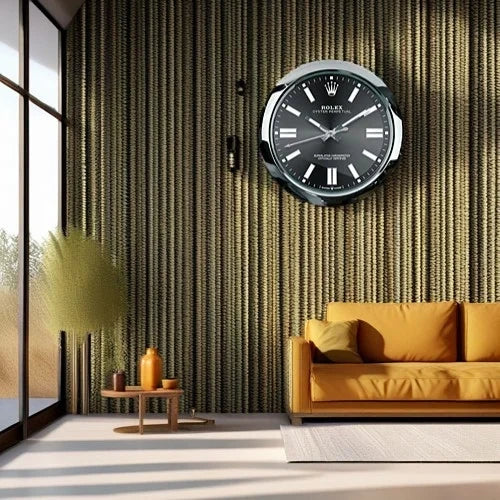 Oyster Perpetual Style Wall Clock | Sliver & Black