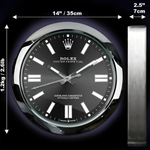 Oyster Perpetual Style Wall Clock | Sliver & Black