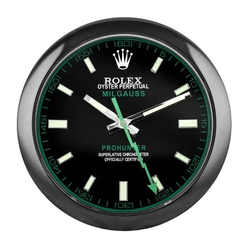 Milgauss Style Wall Clock | Black & Black Green