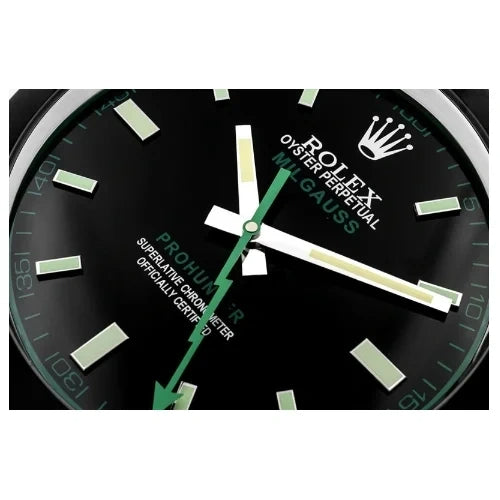 Milgauss Style Wall Clock | Black & Black Green