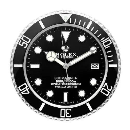 Submariner Style Wall Clock | Black & Sliver