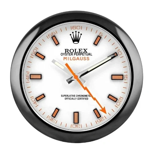 Milgauss Style Wall Clock | Black & White Orange