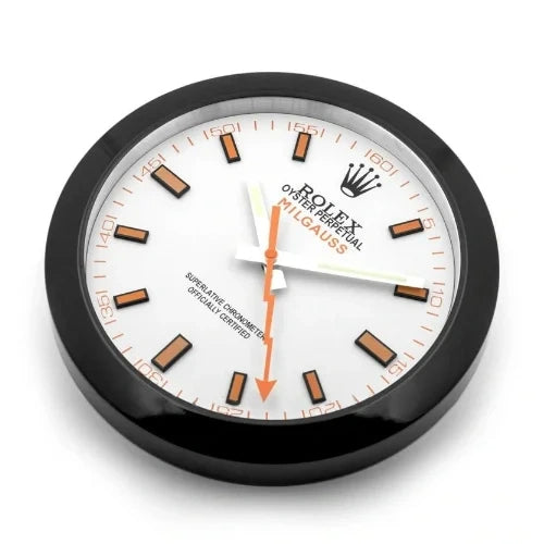 Milgauss Style Wall Clock | Black & White Orange