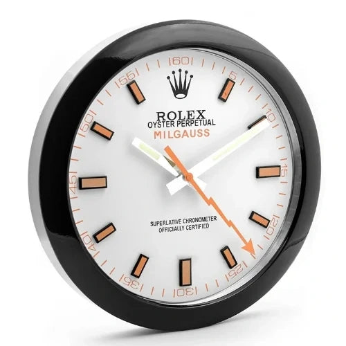 Milgauss Style Wall Clock | Black & White Orange