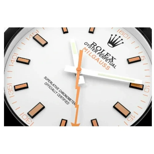 Milgauss Style Wall Clock | Black & White Orange