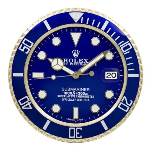 Submariner Style Wall Clock | Gold & Blue