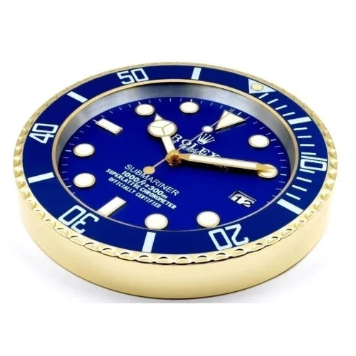 Submariner Style Wall Clock | Gold & Blue