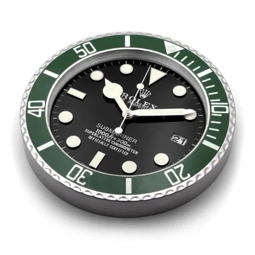 Submariner Style Wall Clock | Green & Black
