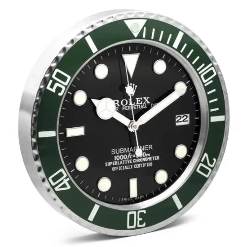 Submariner Style Wall Clock | Green & Black