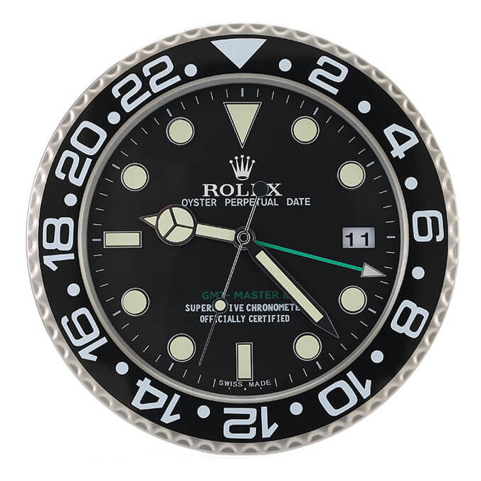 GMT Master II Style Wall Clock | Black & Sliver