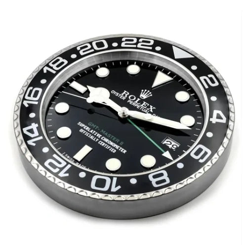 GMT Master II Style Wall Clock | Black & Sliver