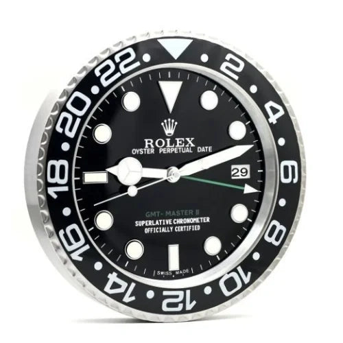 GMT Master II Style Wall Clock | Black & Sliver