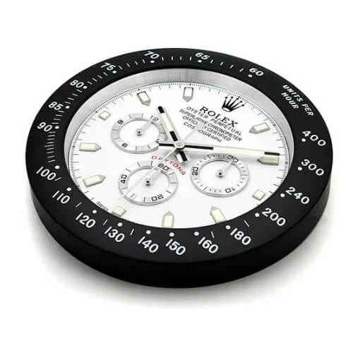 Daytona Style Wall Clock | Sliver & White