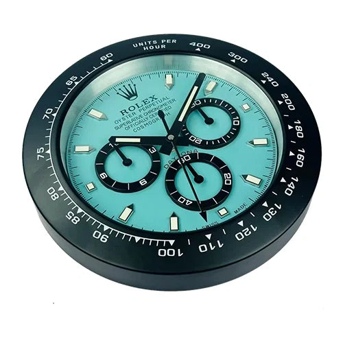 Daytona Style Wall Clock | Black & Blue