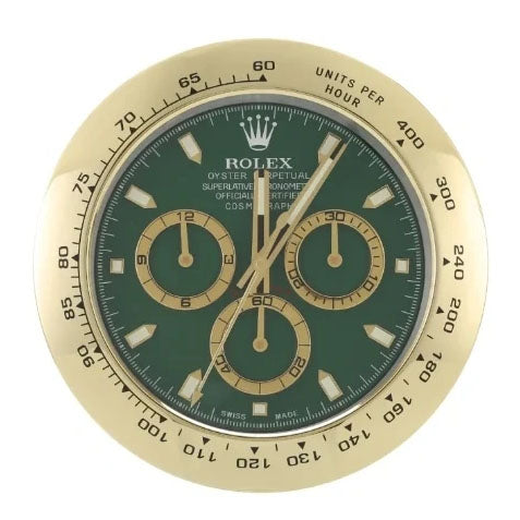 Daytona Style Wall Clock | Gold & Green