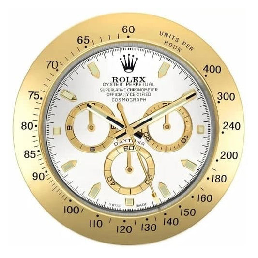 Daytona Style Wall Clock | Gold & White